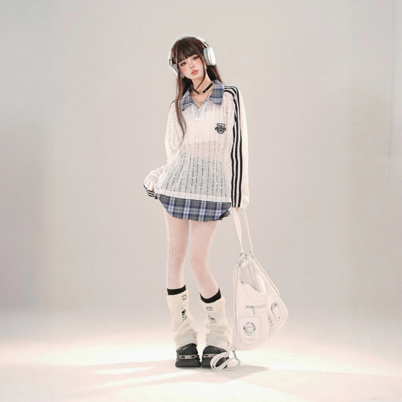 American Lace Plaid Pleated Skirt