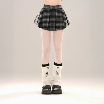 American Lace Plaid Pleated Skirt