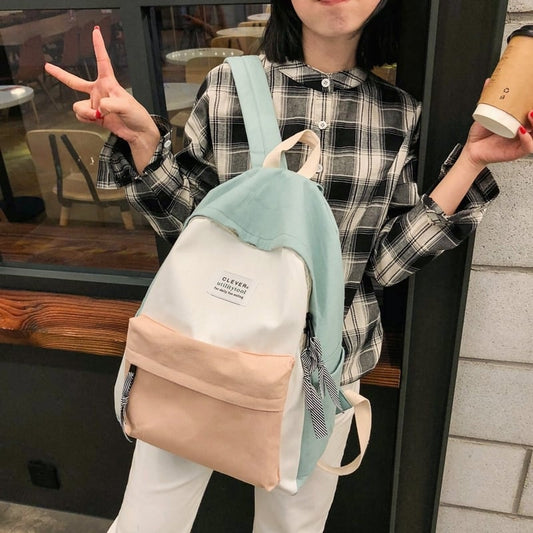 Kawaii Pastel Color Block Backpack