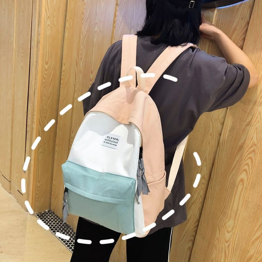 Kawaii Pastel Color Block Backpack