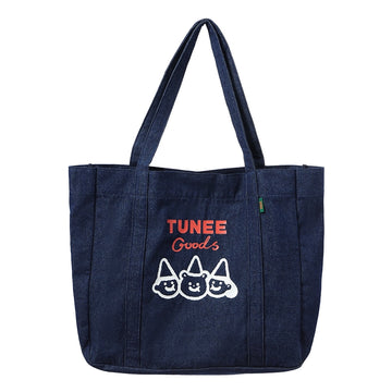 Kawaii Cartoon Bear Print Denim Shoulder Bag