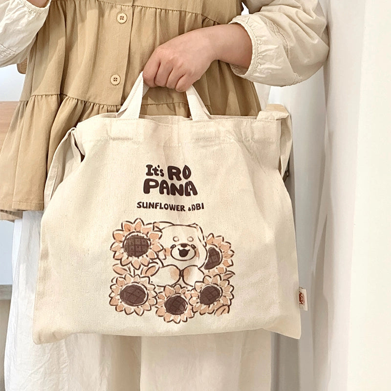 Kawaii Japanese Red Panda Canvas Crossbody Bags