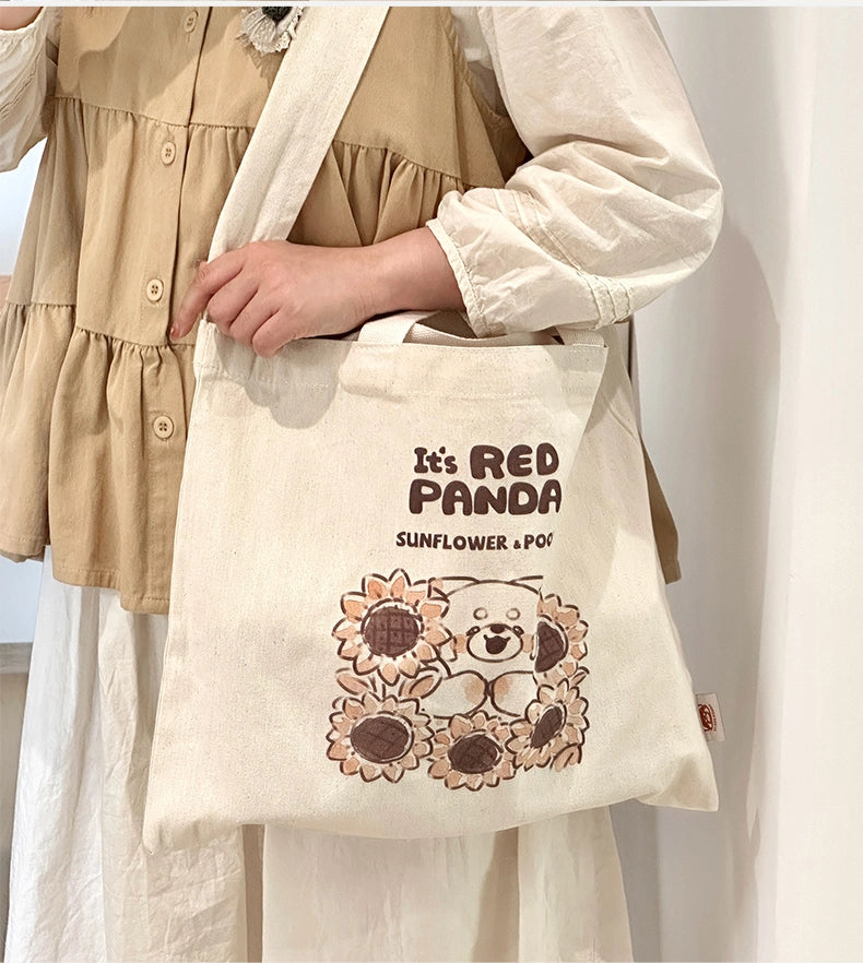 Kawaii Japanese Red Panda Canvas Crossbody Bags