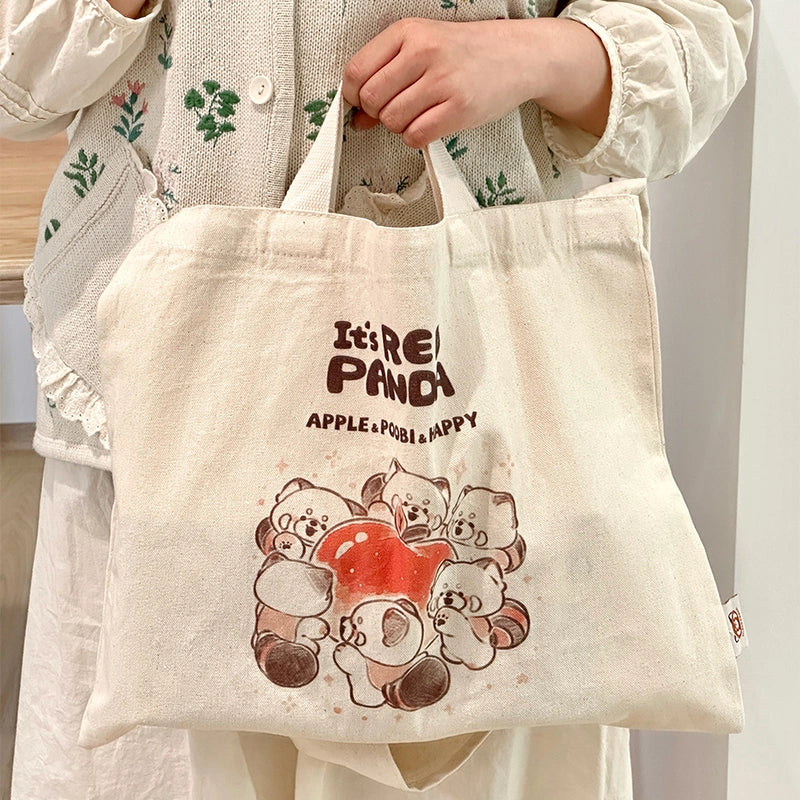Kawaii Japanese Red Panda Canvas Crossbody Bags