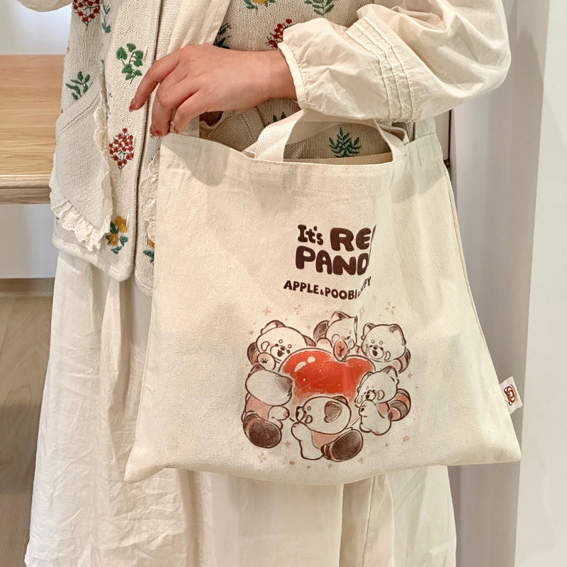 Kawaii Japanese Red Panda Canvas Crossbody Bags