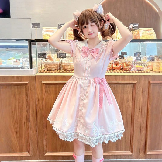 Kawaii Melody Cat Print Lolita Dress