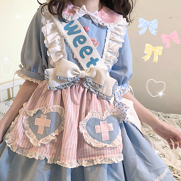 Kawaii Sweet Blue Short Lolita Dress Set