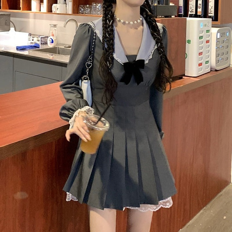 mini dress korean Korean Kawaii Sleeve Mini Dress