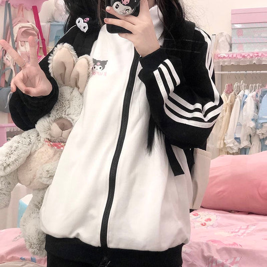 Kawaii Kuromi Sweet Zipper Cardigan Jacket