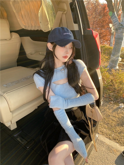 Korean Knitted Sweater Crop Tops