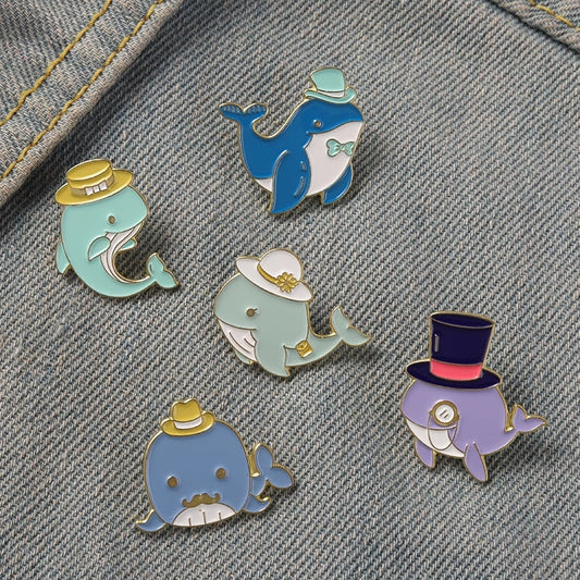 Cute Cartoon Whale Brooch.