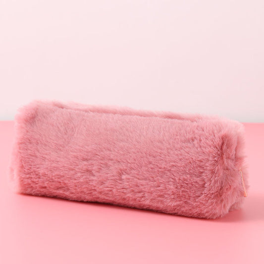 Kawaii Solid Color Plush Pencil Case