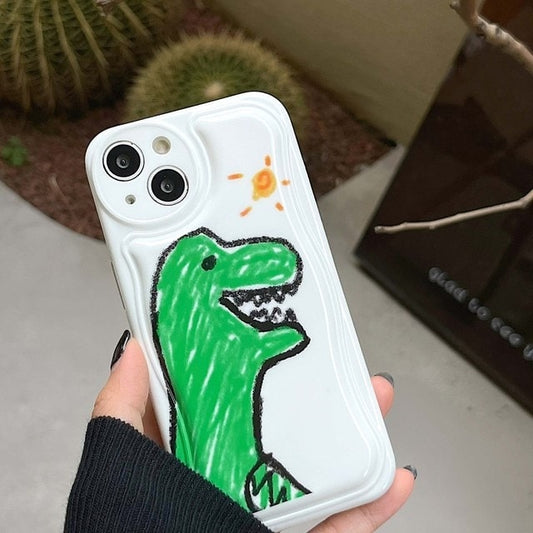 Kawaii Graffiti Green Dinosaur iPhone Case