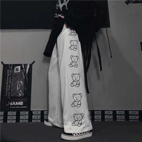 Wide Leg Cartoon Print Pants