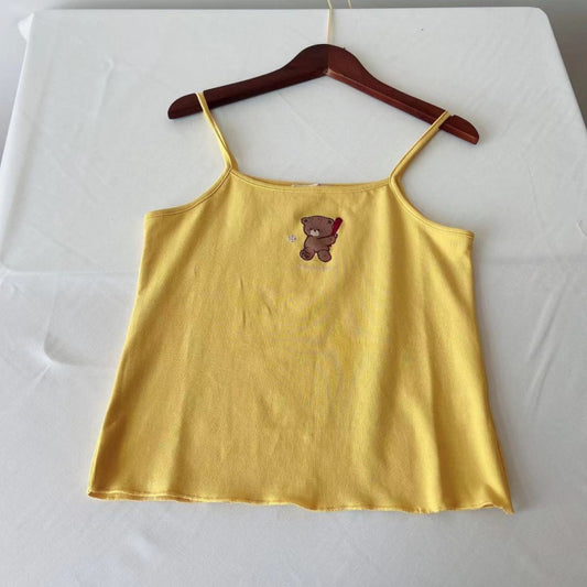 Japanese soft girl style solid color Tank Tops
