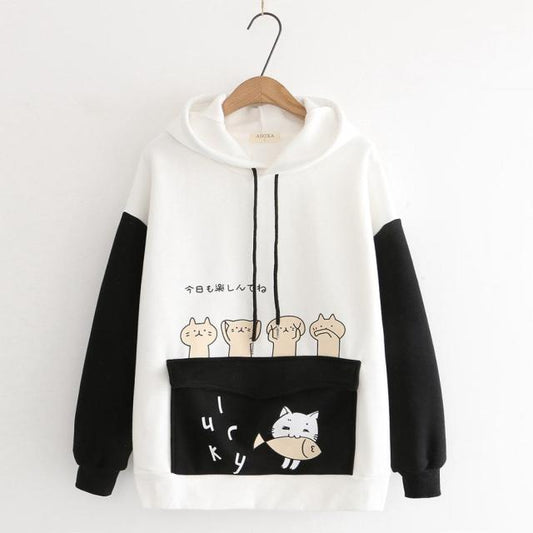 Kawaii Cartoon Cat Hoodies.