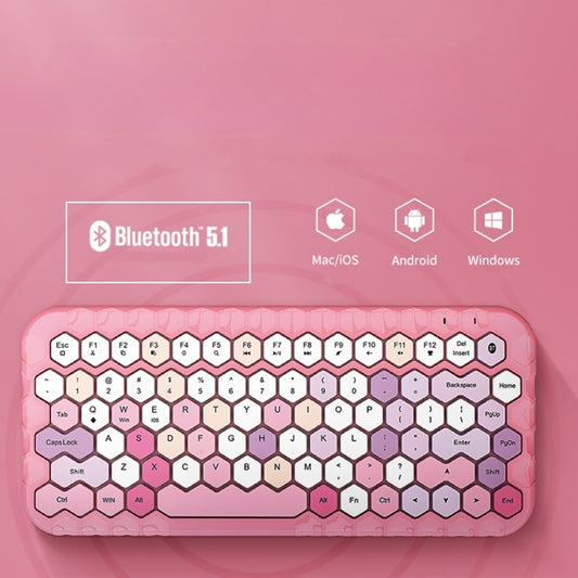 Kawaii Morandi Color Honeycomb Design Wireless Bluetooth Keyboard