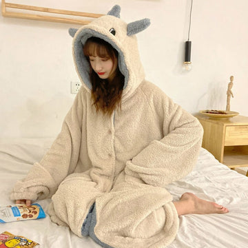 Cartoon Dinosaur Hooded Pajamas Dress