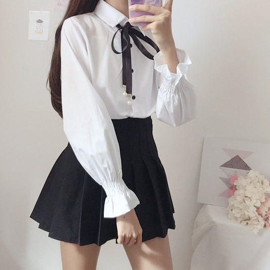 Kawaii Bow White Blouse.