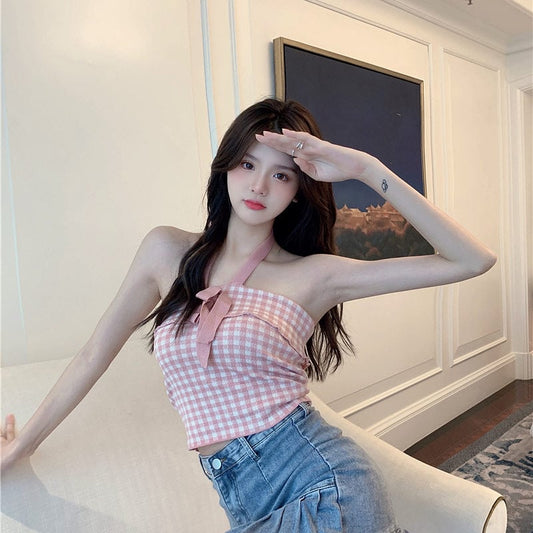Sexy Soft Girl Plaid Crop Top