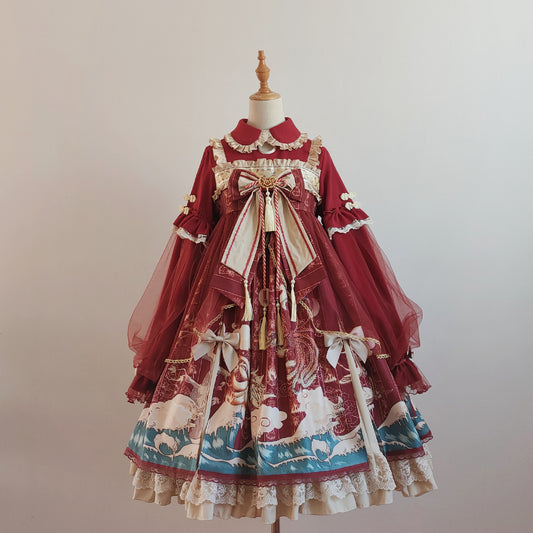 Sweet Bow Ruffle Lace Sleeves Lolita Dress