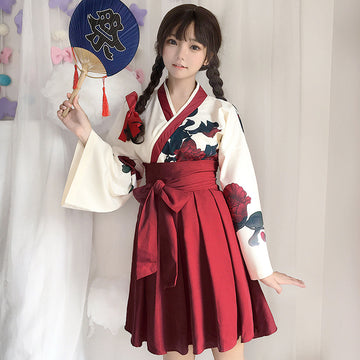 Japanese Original Style Kimono Long Dress Set