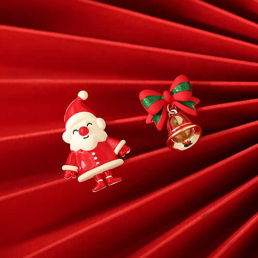 Cute Santa Claus Christmas Bell Earrings