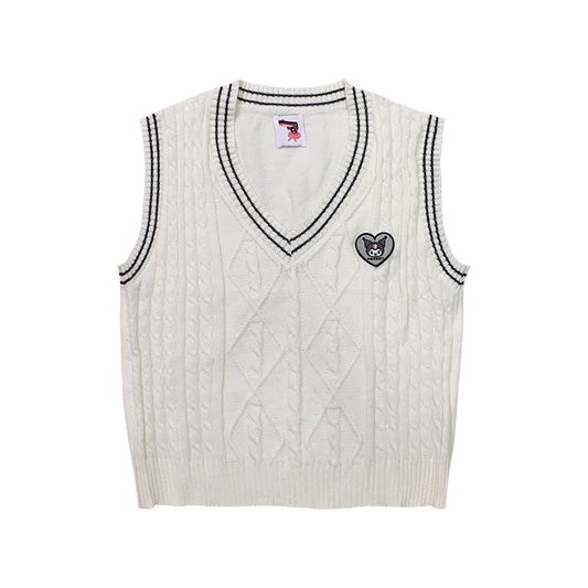 Kawaii Kuromi Sweet V-neck Knitted Vest