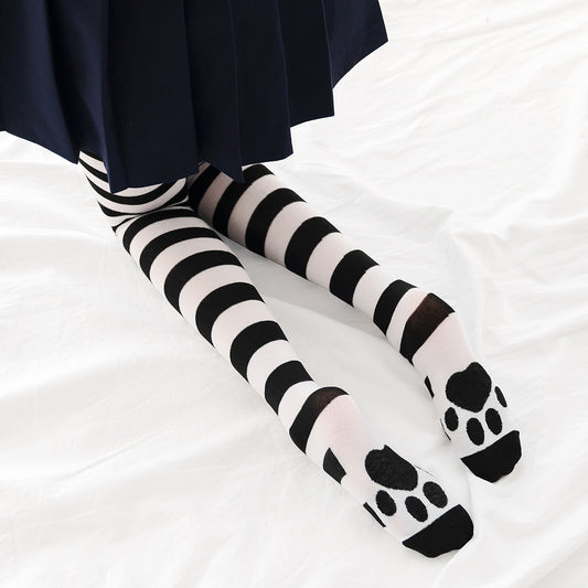 Kawaii Knitted Cat Claw Striped Socks