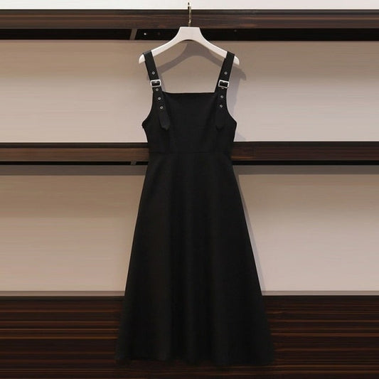 Korean Black Tank Wtrap Dress