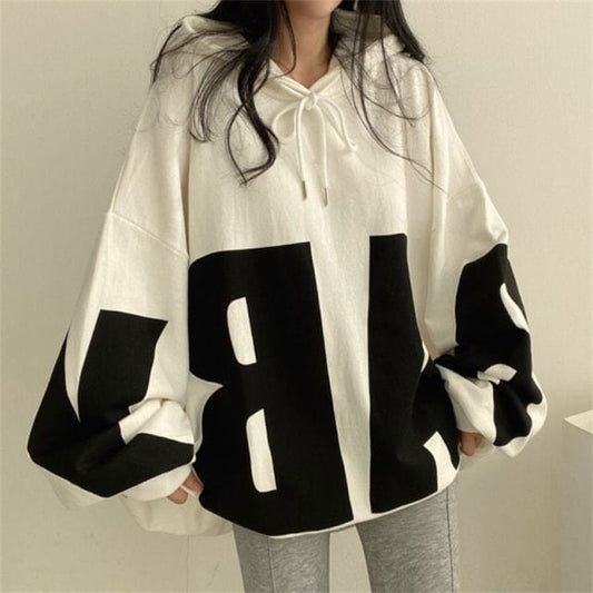 Korean Fashion Loose White Sweatshirt