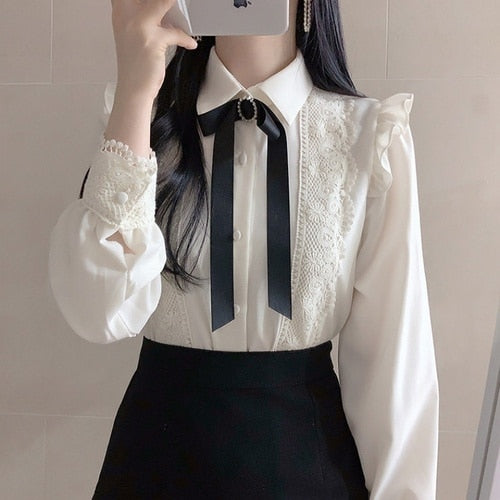Peter Pan Collar Shirt With Riband