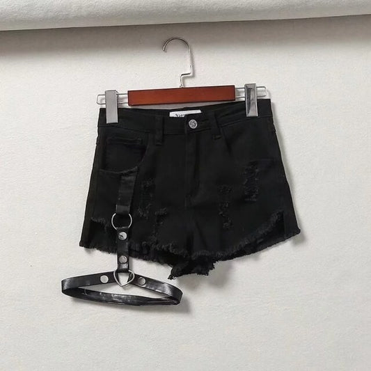 Punk One-Leg Strap Shorts