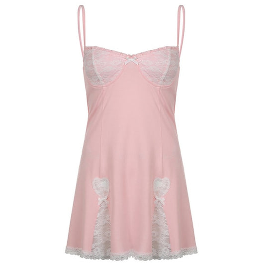 Pink Lace Babydoll Dress
