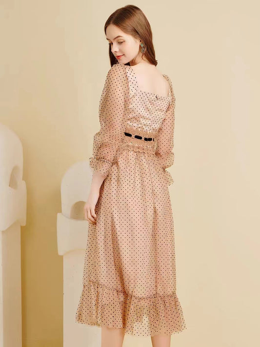 Vintage Summer Dot Midi Dress