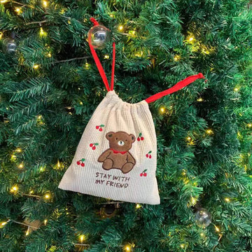 Kawaii Bear Corduroy Cloth Bag