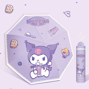 Kawaii Sanrio Kuromi Three-Fold Sun Umbrella