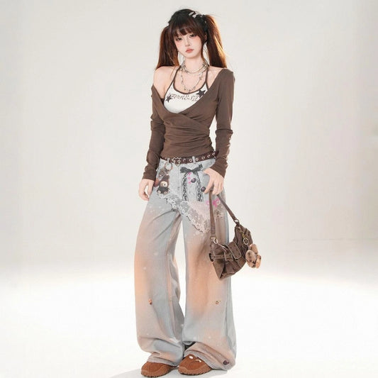 American Blue Gradient Wide-Leg Jeans