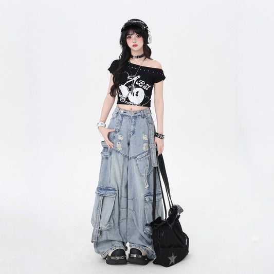 American Hottie Style Loose Wide-leg Jeans