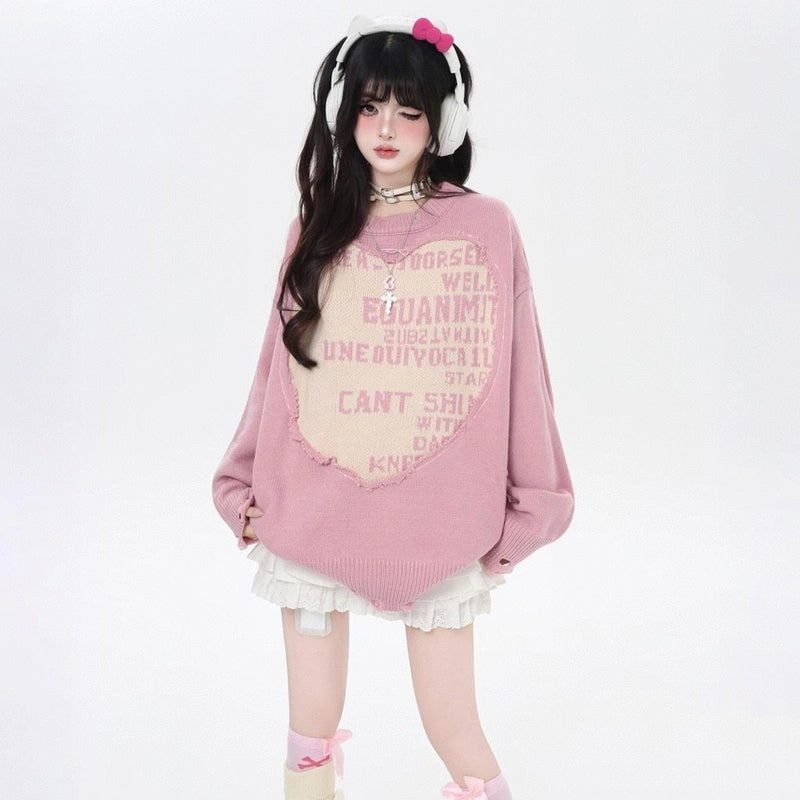 American Lazy Style Letter Printed Sweater