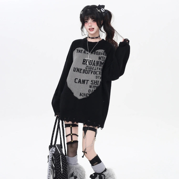 American Lazy Style Letter Printed Sweater