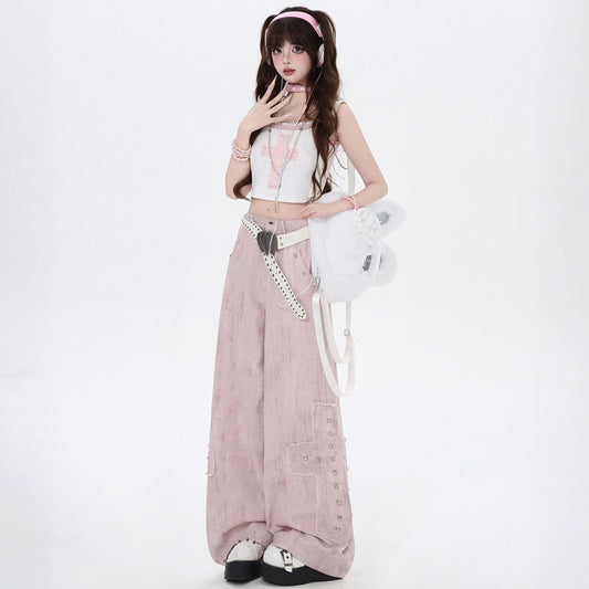 American Pink Loose Straight Jeans