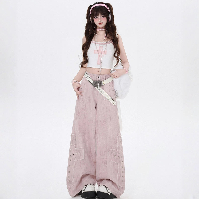 American Pink Loose Straight Jeans