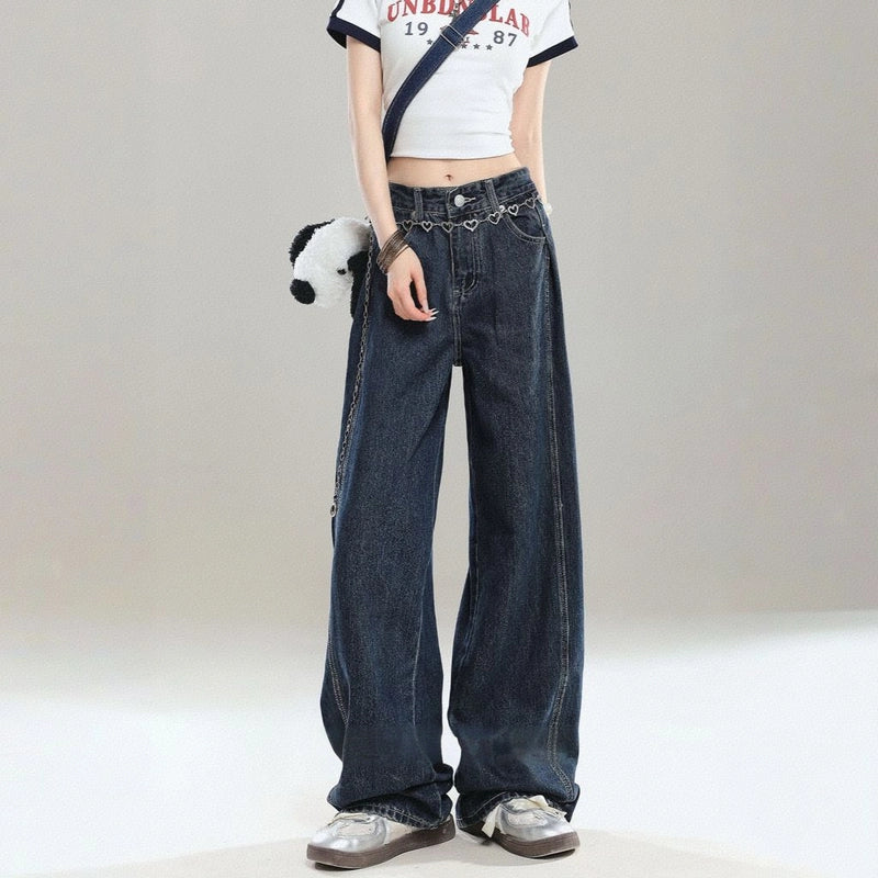 American Retro Blue Straight Jeans