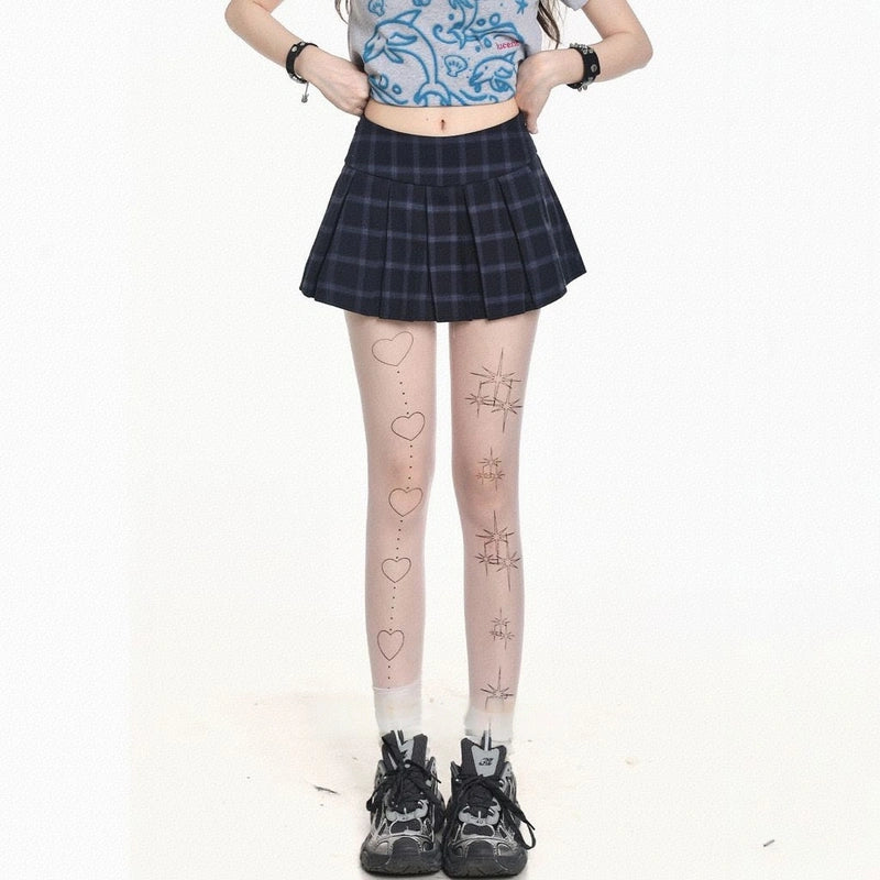 American Retro Style Blue Plaid JK Skirt