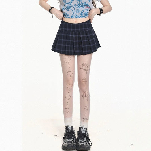 American Retro Style Blue Plaid JK Skirt
