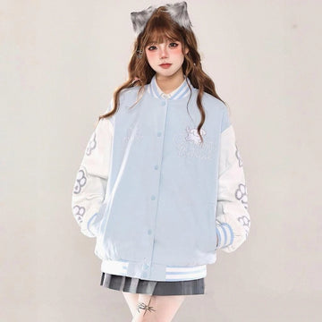 American Retro Style Puppy Embroidered Collar Jacket