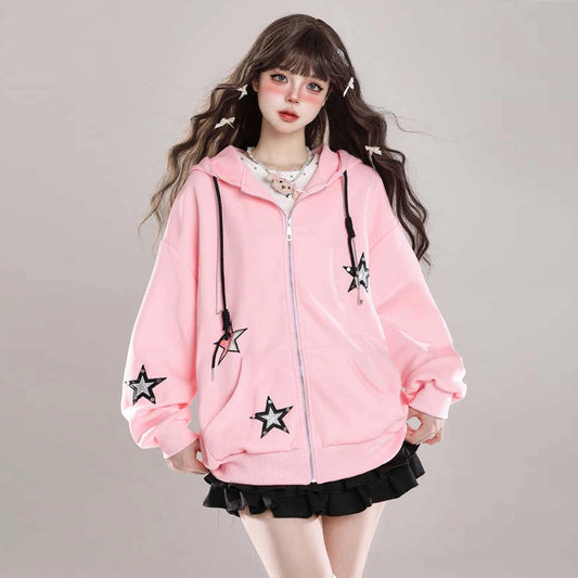 American Star Embroidered Cardigan Sweatshirt