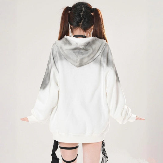 American Style Hello Kitty Gradient Print Oversized Sweatshirt