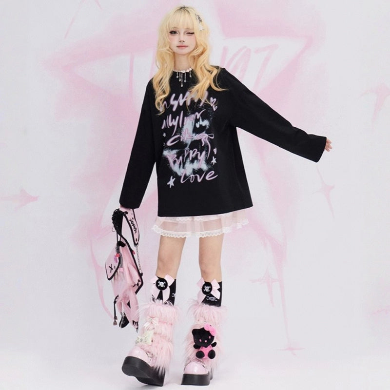 American Sweet Cool Style Letter Print Pullover Sweatshirt